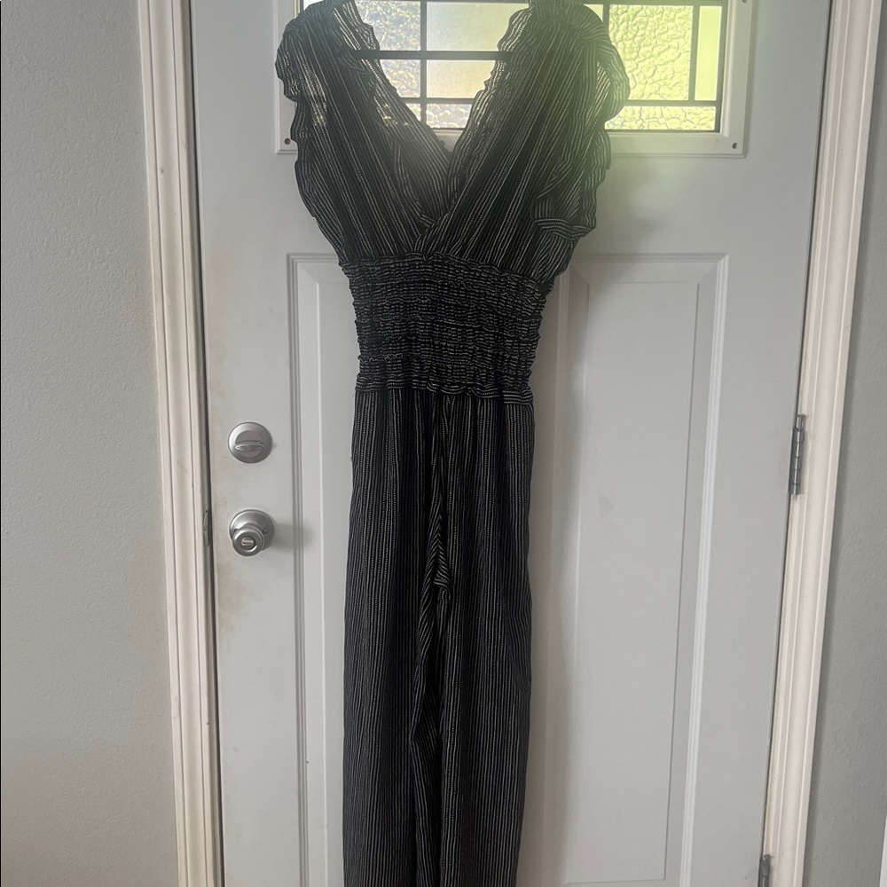 Black and White Striped Jumpsuit